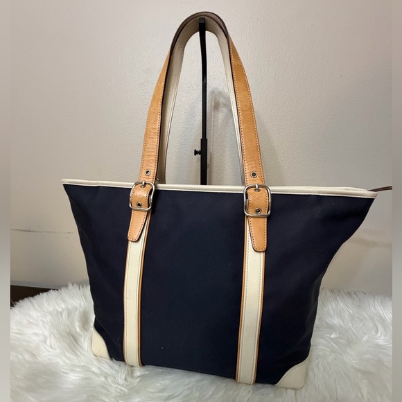Coach Navy and Tan Tote Bag - Picture 2 of 12